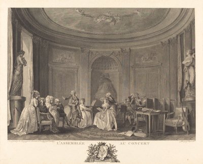 De vergadering bij het concert door Francois Nicolas Barthelemy Dequevauviller after Nicolas Lavreince
