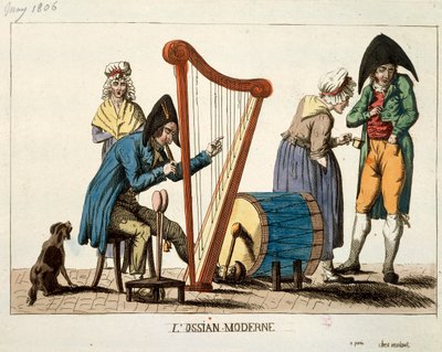 Karikatuur van moderne Ossian door Francois Nicolas Martinet