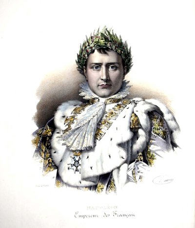 Napoleon 1e (1769-1821) bij zijn kroning in 1804 (gravure) door Francois Pascal Simon (after) Gerard