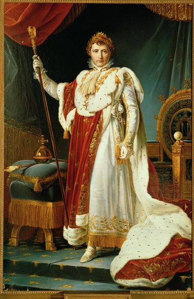 Napoleon I in kroningskostuum ... door Francois Pascal Simon Baron Gerard