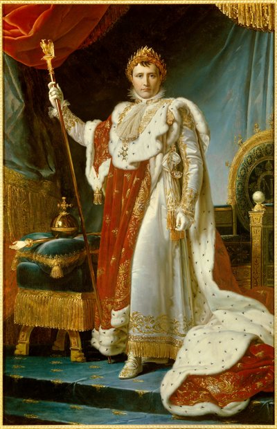 Volledig portret van Napoleon I in kroningskleding (1769-1821) keizer van de Fransen door Baron François Pascal Simon Gérard