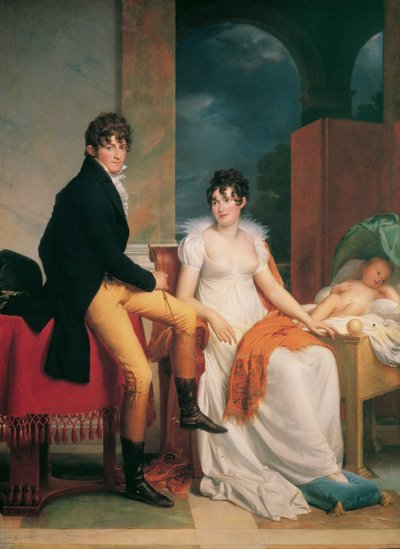Moritz Christian Reichsgraf von Fries met zijn vrouw Maria Theresia Josepha, geb. Prinses Hohenlohe-Waldenburg-Schillingsfürst, en zoon Moritz door Francois Pascal Simon Gerard