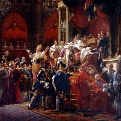 De kroning van koning Karel X, 29 mei 1825 in de kathedraal van Reims (detail) door Francois Pascal Simon Gerard