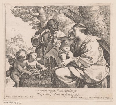 Heilige Familie met putti en druiven door Francois Perrier