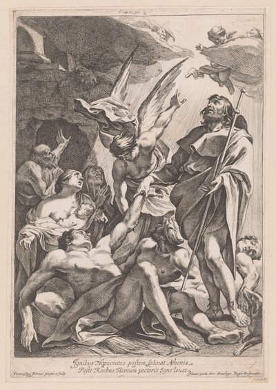 Heilige Rochus geneest de pestlijders door Francois Perrier