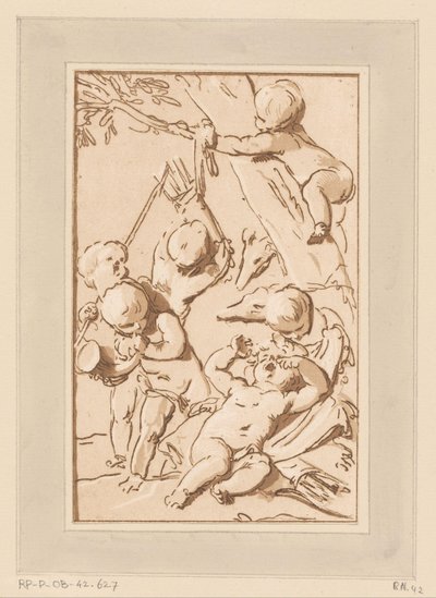 Amors in rust na de jacht door Francois Philippe Charpentier