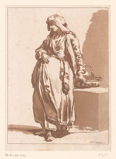 Boerenvrouw met een mand door Francois Philippe Charpentier
