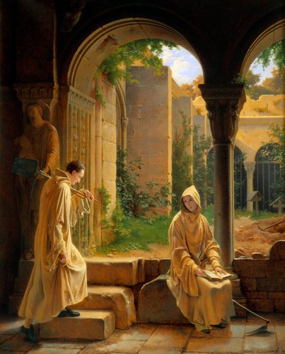 Monniken in een klooster door Francois Richard Fleury