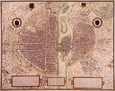 Kaart van de stad Parijs in 1540-1555 door Francois Roger de Gaignieres