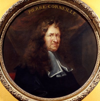 Portret van Pierre Corneille (1606-1684) dramatisch dichter Schilderij door Francois Sicre (1640-1705) 17e eeuw. Diam 0,760 m. Parijs. Carnavalet Museum door Francois Sicre