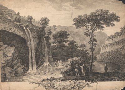 Een uitzicht op die prachtige waterval onder Matlock Bath door Francois Vivares