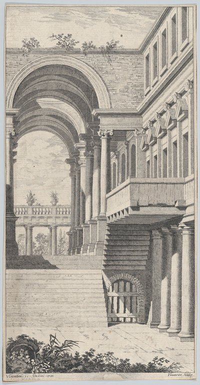 Architectonisch uitzicht met een boog. door Francois Vivares