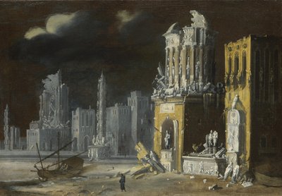 Fantastische Ruïnes met Sint Augustinus en het Kind, 1623 door Francois de Nome