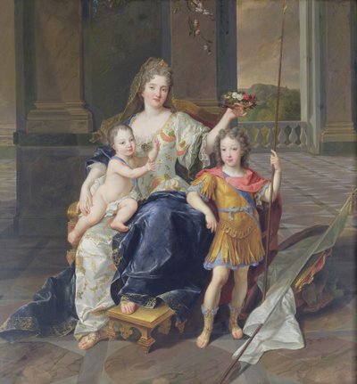 Hertogin de la Ferte met de Hertog van Bretagne en de Hertog van Anjou (Louis XV) c.1712 door Francois de Troy