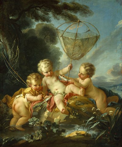 Putti als Visser door François Boucher