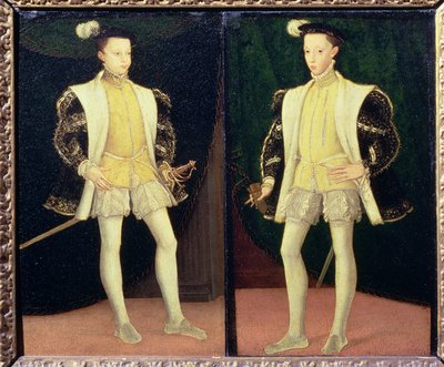 Van links naar rechts Francis II (1544-60) en Charles IX (1550-74) van Frankrijk door Francois workshop of Clouet