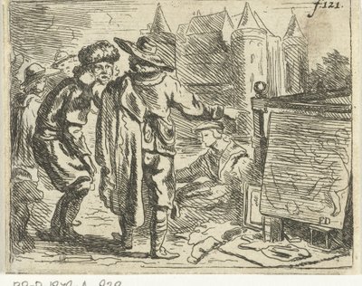 Man met bontmuts wordt aan zijn oor getrokken door Francoys Dancx