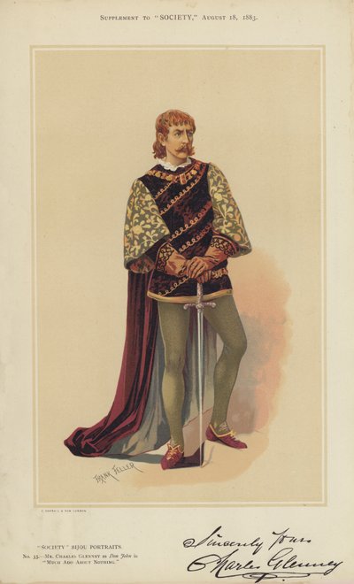 Mr Charles Glenney, als Don John, in Much Ado About Nothing door Frank (after) Feller