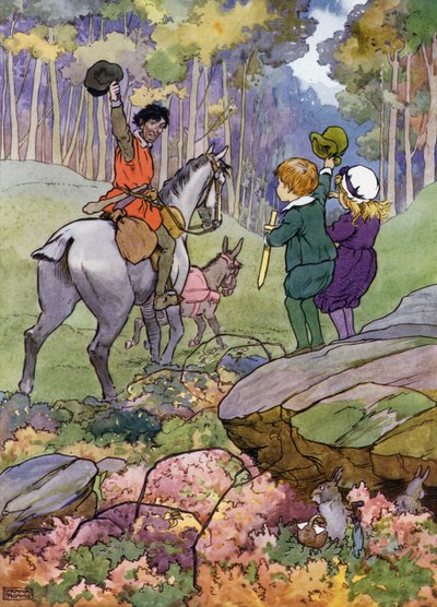 Illustratie voor De Kinderen in het Bos door Frank Adams