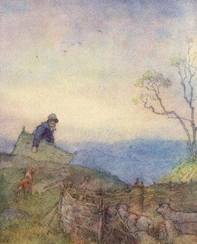 Illustratie voor The Scholar-Gipsy door Matthew Arnold door Frank Adams