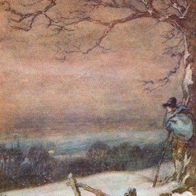 Illustratie voor The Scholar-Gipsy door Matthew Arnold (kleur litho) door Frank Adams