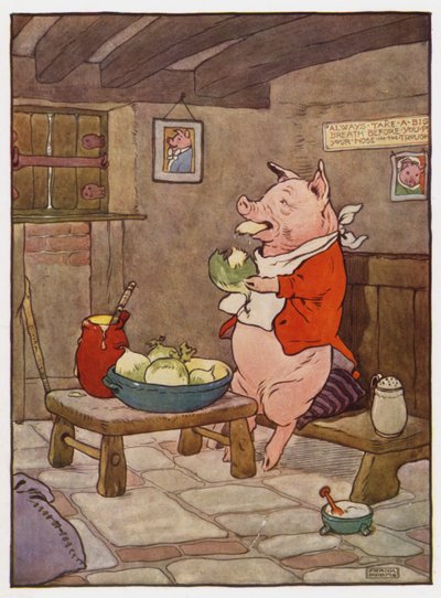 Illustratie voor De drie kleine biggetjes door Frank Adams