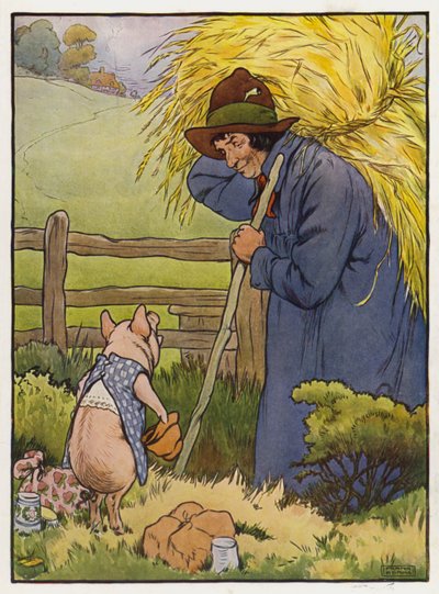 Illustratie voor De drie kleine biggetjes door Frank Adams