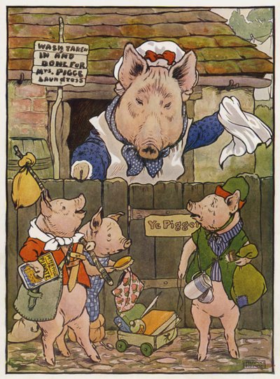 Illustratie voor De drie kleine biggetjes door Frank Adams