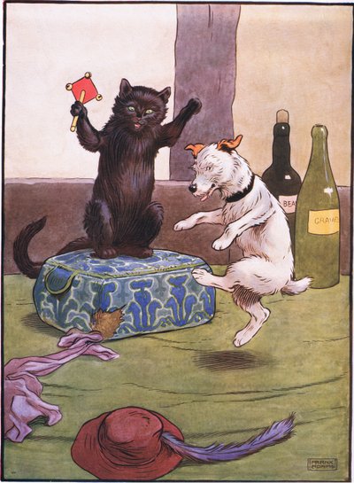 Ze ging naar de kapper om hem een pruik te kopen, toen ze terugkwam, danste hij een jig, jaren 1930 door Frank Adams