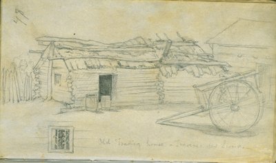 Oude Handelsgebouw, Traverse des Sioux, 1851 door Frank Blackwell Mayer