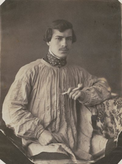 Kunstenaar of assistent met pijp, 1853-1857 door Frank Chauvassaignes