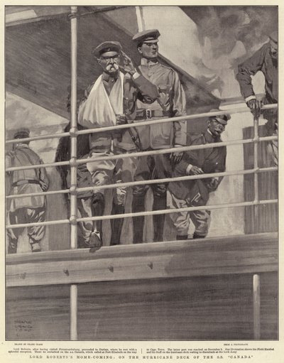 Thuiskomst van Lord Roberts, op het orkaandek van de SS Canada door Frank Craig