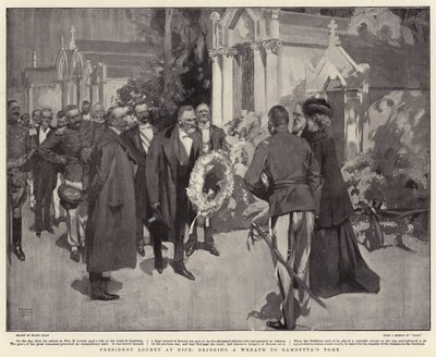 President Loubet in Nice, brengt een krans naar het graf van Gambetta door Frank Craig