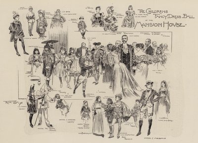 Het kinderbal met verkleedkleding in het Mansion House door Frank Craig