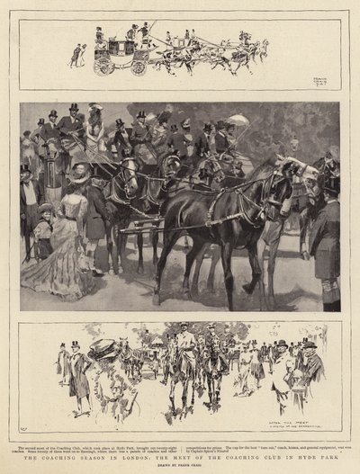 Het koetseizoen in Londen, de bijeenkomst van de Coaching Club in Hyde Park door Frank Craig