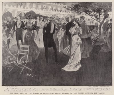 Het Eerste Bal van het Seizoen in het Regeringshuis, Sydney, in de Tuin tussen de Dansen door Frank Craig