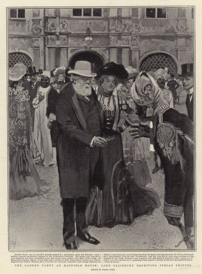 Het Tuinfeest in Hatfield House, Lord Salisbury ontvangt Indiase Prinsen door Frank Craig