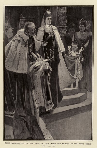 Hun Majesteiten verlaten het House of Lords na het voorlezen van de troonrede door Frank Craig