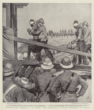 De Brug van Al Sirat Oversteken, de Executie van Drie Moordenaars in Candia door Frank Dadd
