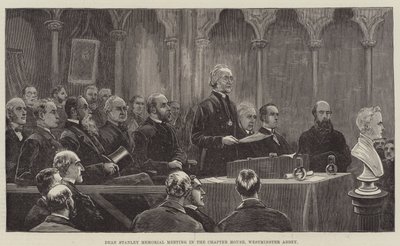 Dean Stanley herdenkingsbijeenkomst in de kapittelzaal, Westminster Abbey door Frank Dadd