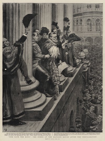 God save the King, de Scene bij het Mansion House na de Proclamatie door Frank Dadd
