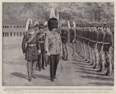 ZKH de Prins van Wales inspecteert de Massachusetts Artillery Company bij Marlborough House door Frank Dadd