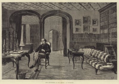 Lord Beaconsfield in zijn Bibliotheek in Hughenden door Frank Dadd
