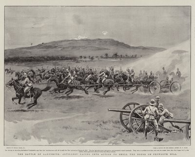 De Slag bij Ladysmith, Artillerie racet in Actie om de Boeren op Pepworth Hill te beschieten door Frank Dadd