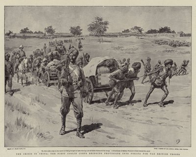 De Crisis in China, het Eerste Coolie Corps brengt Voorzieningen naar Peking voor de Britse Troepen door Frank Dadd