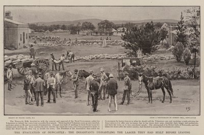 De evacuatie van Newcastle, de inwoners ontmantelen de Laager die ze hadden gebouwd voordat ze vertrokken door Frank Dadd