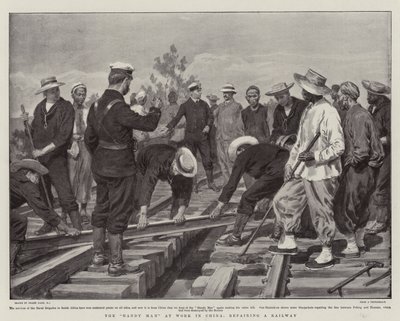 De Handige Man aan het Werk in China, reparatie van een Spoorweg door Frank Dadd