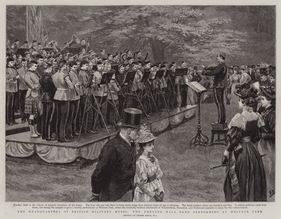 Het Hoofdkwartier van de Britse Militaire Muziek, de Kneller Hall Band die optreedt in Whitton Park door Frank Dadd