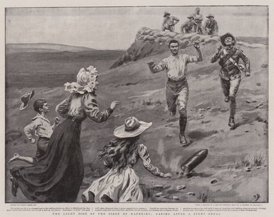 De lichte kant van het beleg van Mafeking, racen achter een uitgeputte granaat door Frank Dadd