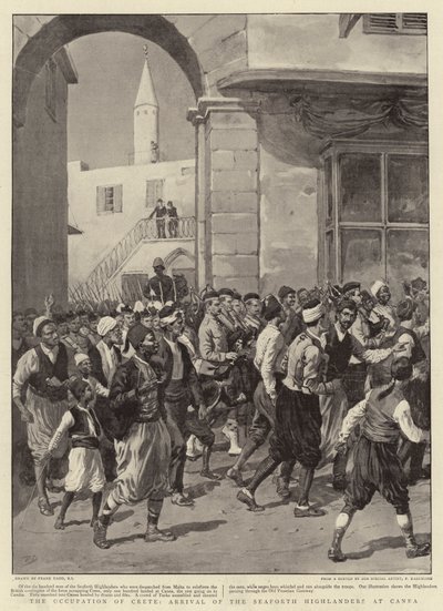 De bezetting van Kreta, aankomst van de Seaforth Highlanders in Canea door Frank Dadd